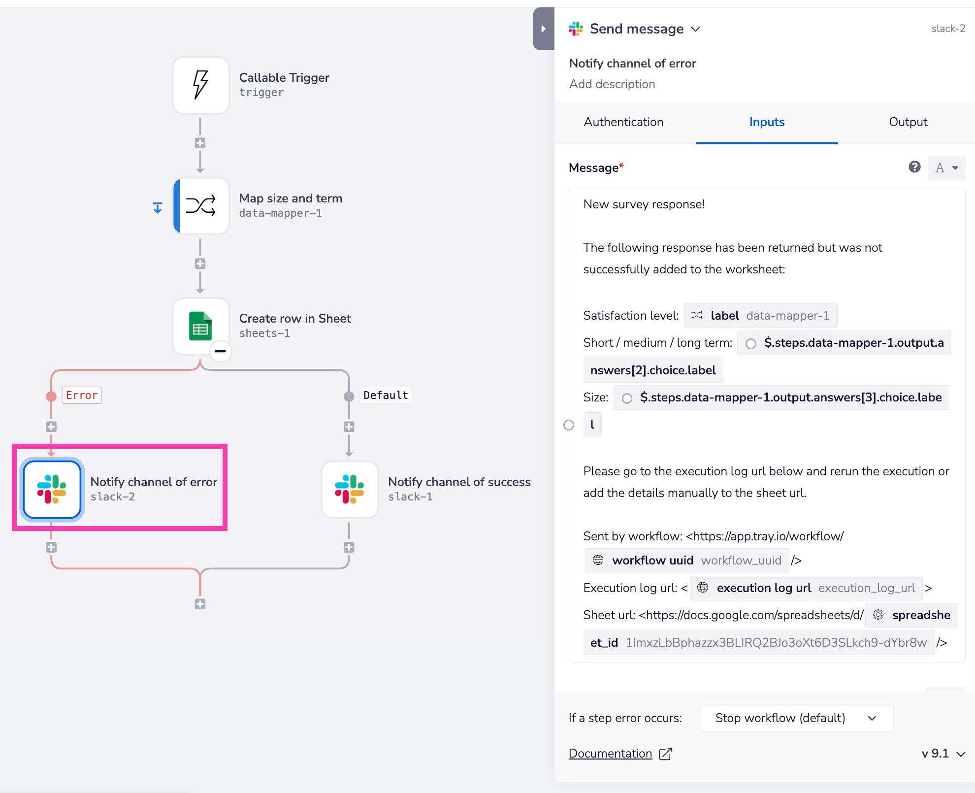 quickstart-send-error-message-to-slack